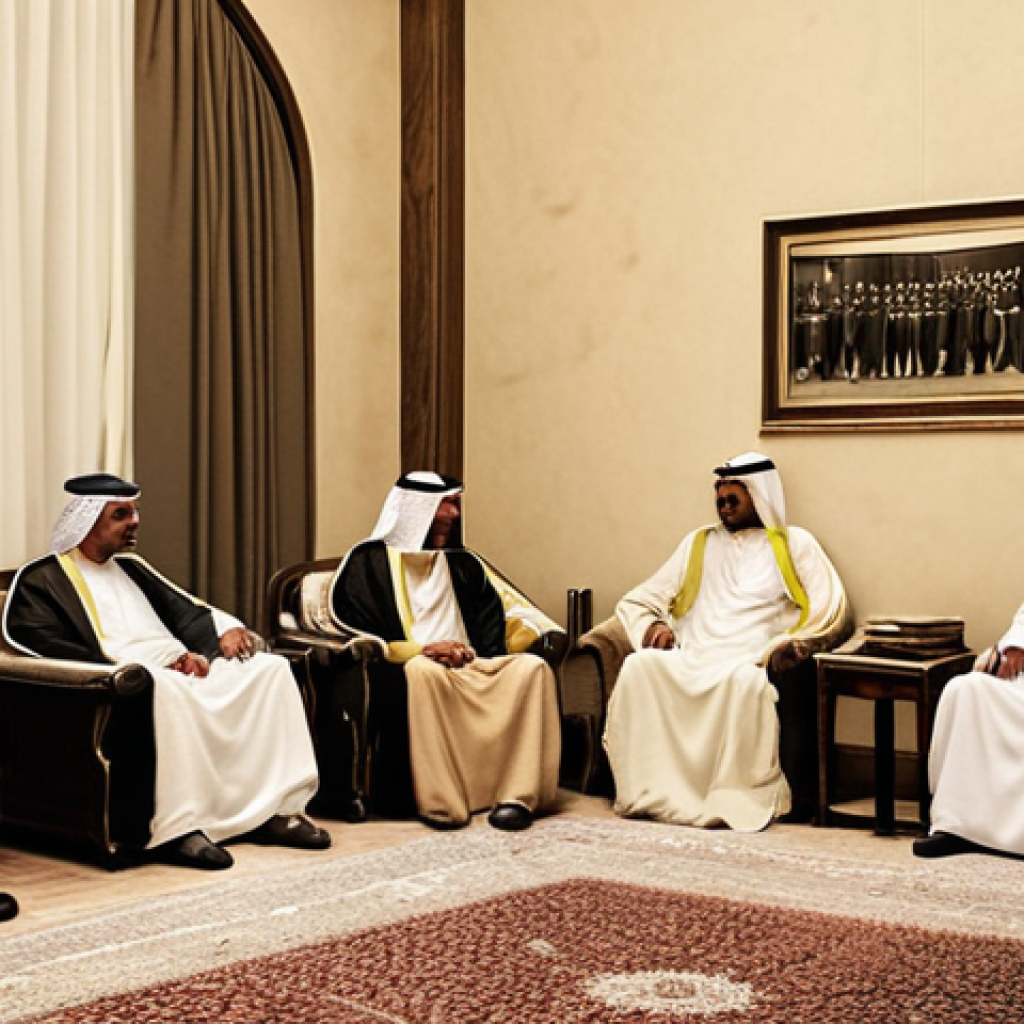 **A historic meeting between King Abdulaziz Al Saud and a foreign diplomat, circa 1930s.  The scene should convey respect and the establishment of new diplomatic ties. Use sepia tones to evoke the era.** (Depicts the founding era of Saudi diplomacy)