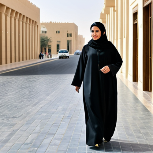 Riyadh - Modern Tradition**

"A professional woman in a modest, stylish abaya, walking through a modern, clean Riyadh street with traditional architecture in the background, fully clothed, appropriate attire, safe for work, perfect anatomy, natural proportions, family-friendly, high-quality photograph, showcasing a blend of heritage and contemporary life."

**