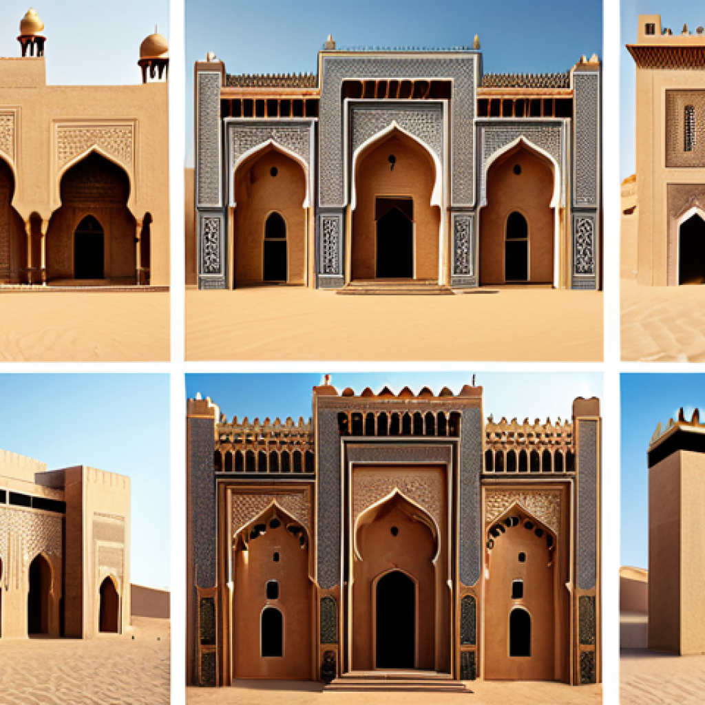 사우디아라비아의 전통적인 집 구조와 재료 - Here are three detailed image prompts based on the provided text, designed to capture the essence of...