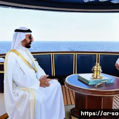 사우디아라비아 내 미국과의 관계 - The two leaders are seated comfortably, facing each other at a small table on the ship's deck, engag...