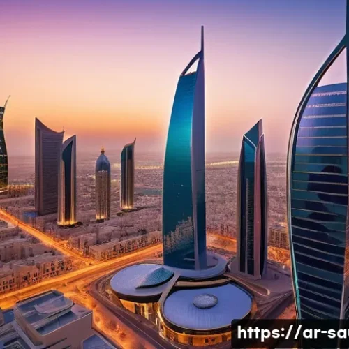 빈살만 왕세자의 비전 2030 계획 - A vibrant futuristic cityscape of NEOM in Saudi Arabia during sunset, showcasing cutting-edge sustai...