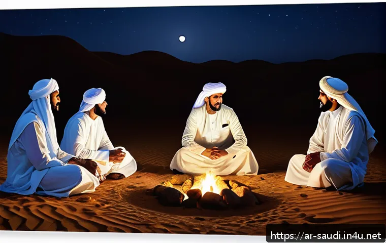 사우디아라비아 왕실 가족 인물 탐구 - A detailed historical scene set in 18th century Najd desert, featuring members of the Al Saud family...