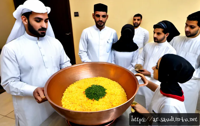 Home 17 사우디아라비아 요리 강좌 및 클래스 - Photorealistic Saudi Arabian cooking class in a bright modern Riyadh-style teaching kitchen, Arab fe...